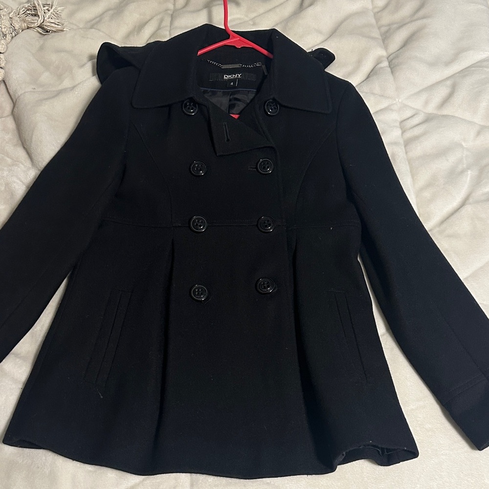 DKNY Women's Elegant Black Peacoat